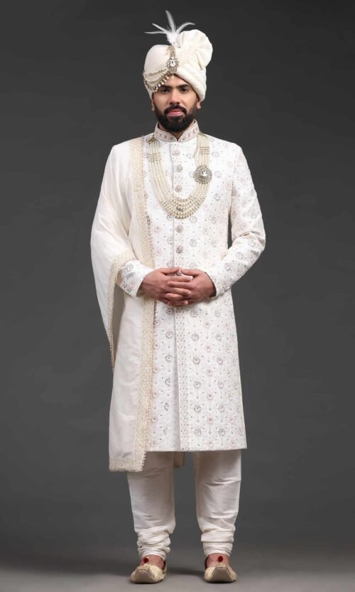 white-sherwani-for-groom